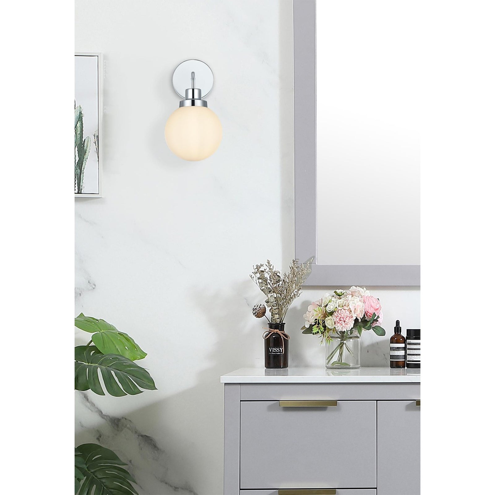 6 Inch Wall Sconce In Chrome - View 2 - Joshua Marshal
