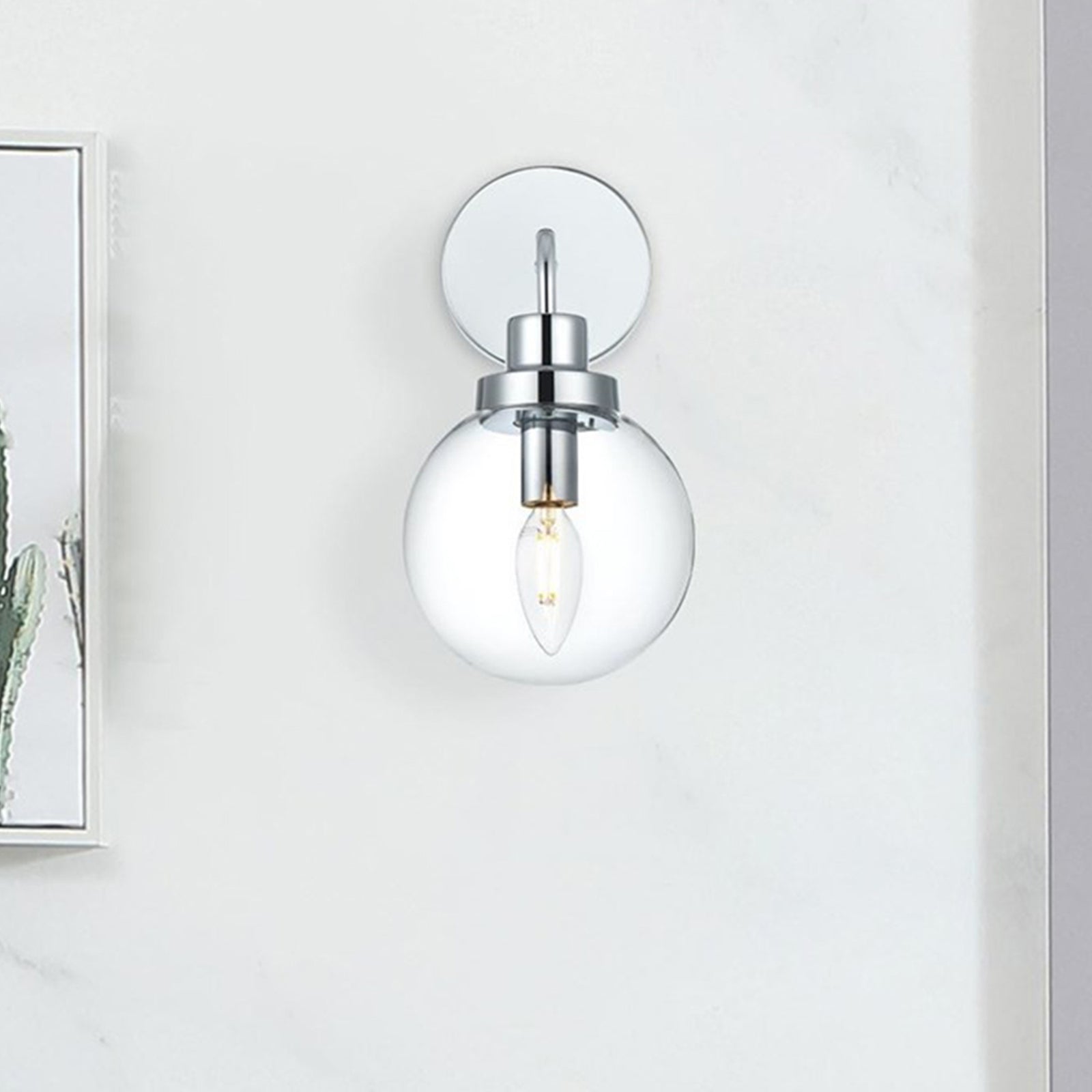 6 Inch Wall Sconce In Chrome Chrome And Clear Finish - LIGHTING by Joshua Marshal