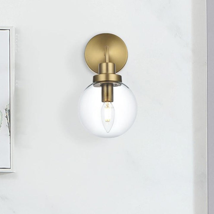 6 Inch Wall Sconce In Satin Gold Satin Gold And Clear Finish - LIGHTING by Joshua Marshal
