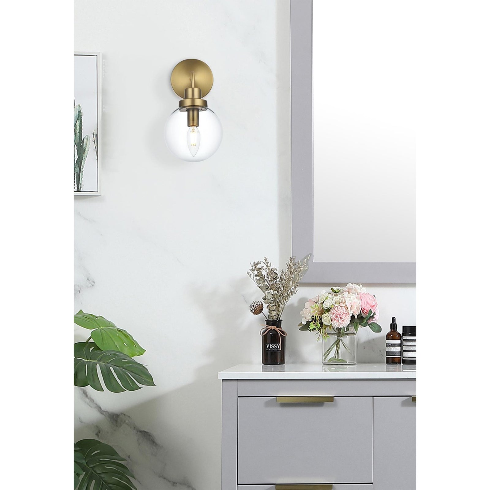 6 Inch Wall Sconce In Satin Gold - View 2 - Joshua Marshal