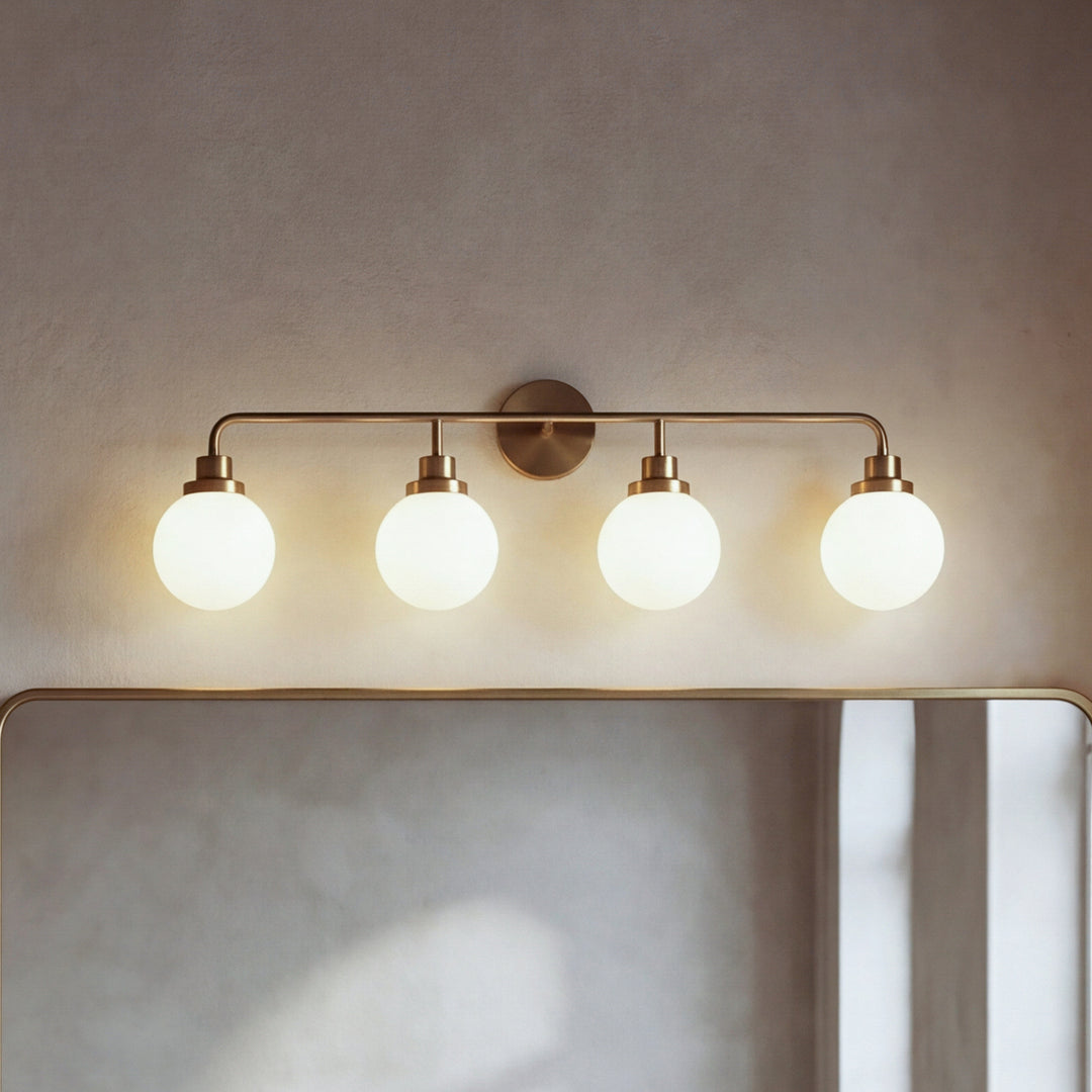 37 Inch Wall Sconce In Satin Gold Satin Gold And Opal White Finish - LIGHTING by Joshua Marshal