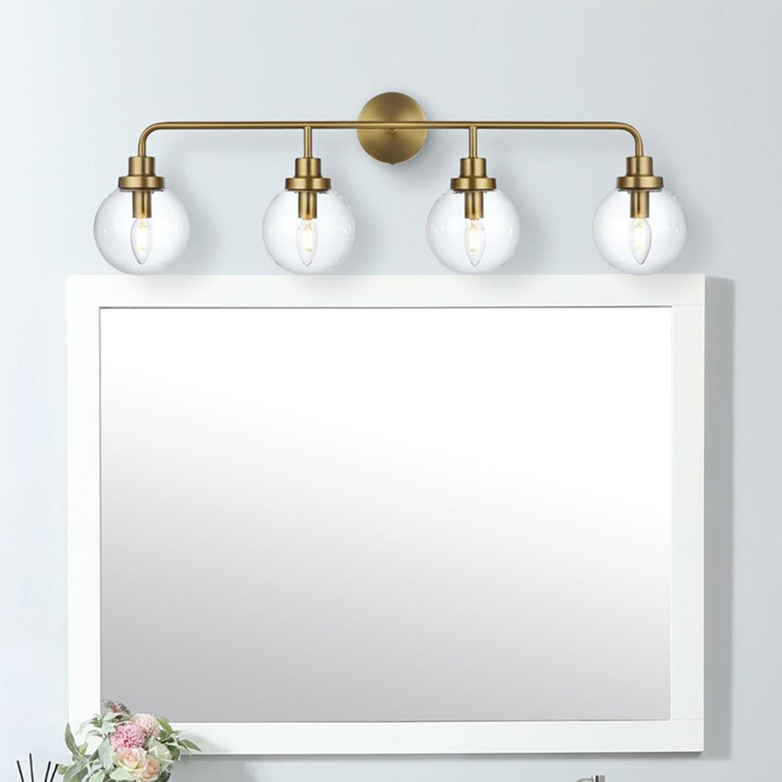 37 Inch Wall Sconce In Satin Gold Satin Gold And Clear Finish - LIGHTING by Joshua Marshal