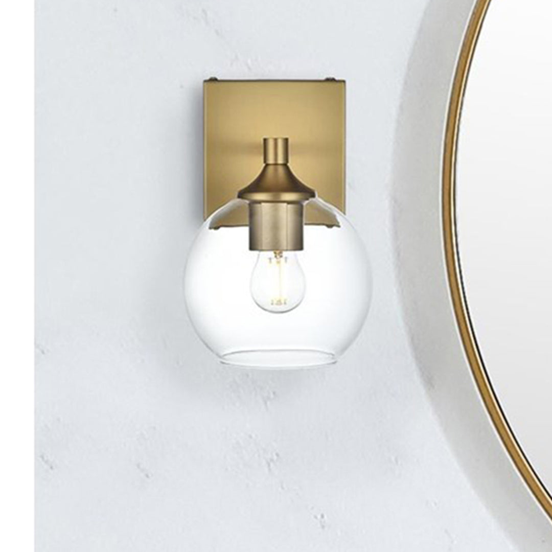 6 Inch Wall Sconce In Satin Gold Satin Gold And Clear Finish - LIGHTING by Joshua Marshal