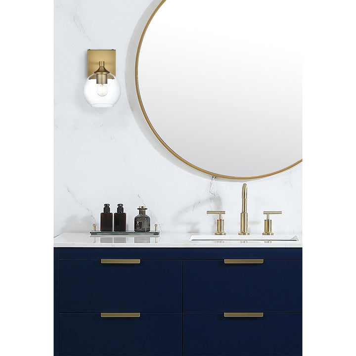 6 Inch Wall Sconce In Satin Gold - View 2 - Joshua Marshal