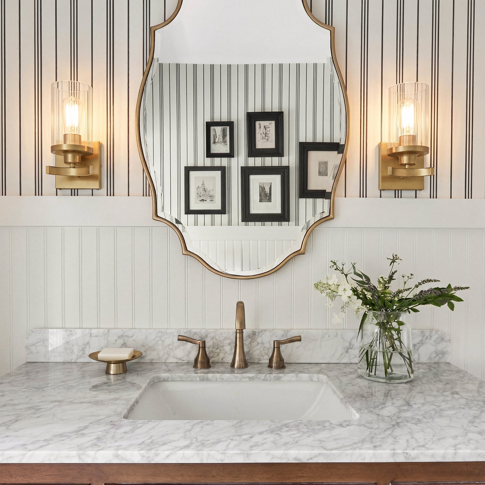 5 Inch Wall Sconce In Satin Gold - View 2 - Joshua Marshal