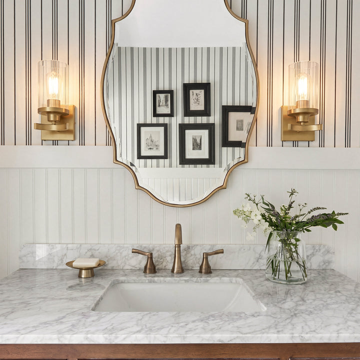 5 Inch Wall Sconce In Satin Gold - View 2 - Joshua Marshal