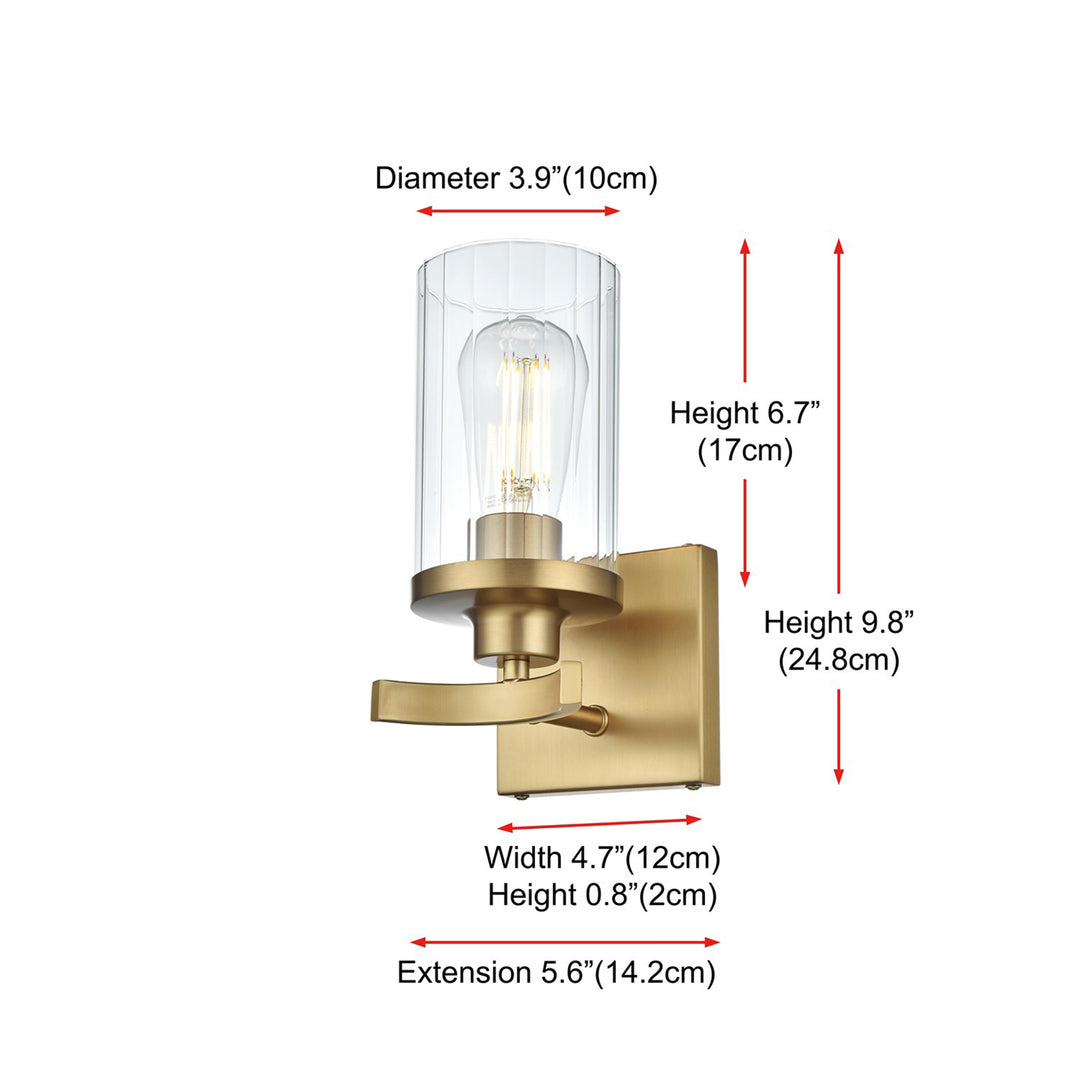 5 Inch Wall Sconce In Satin Gold - View 6 - Joshua Marshal