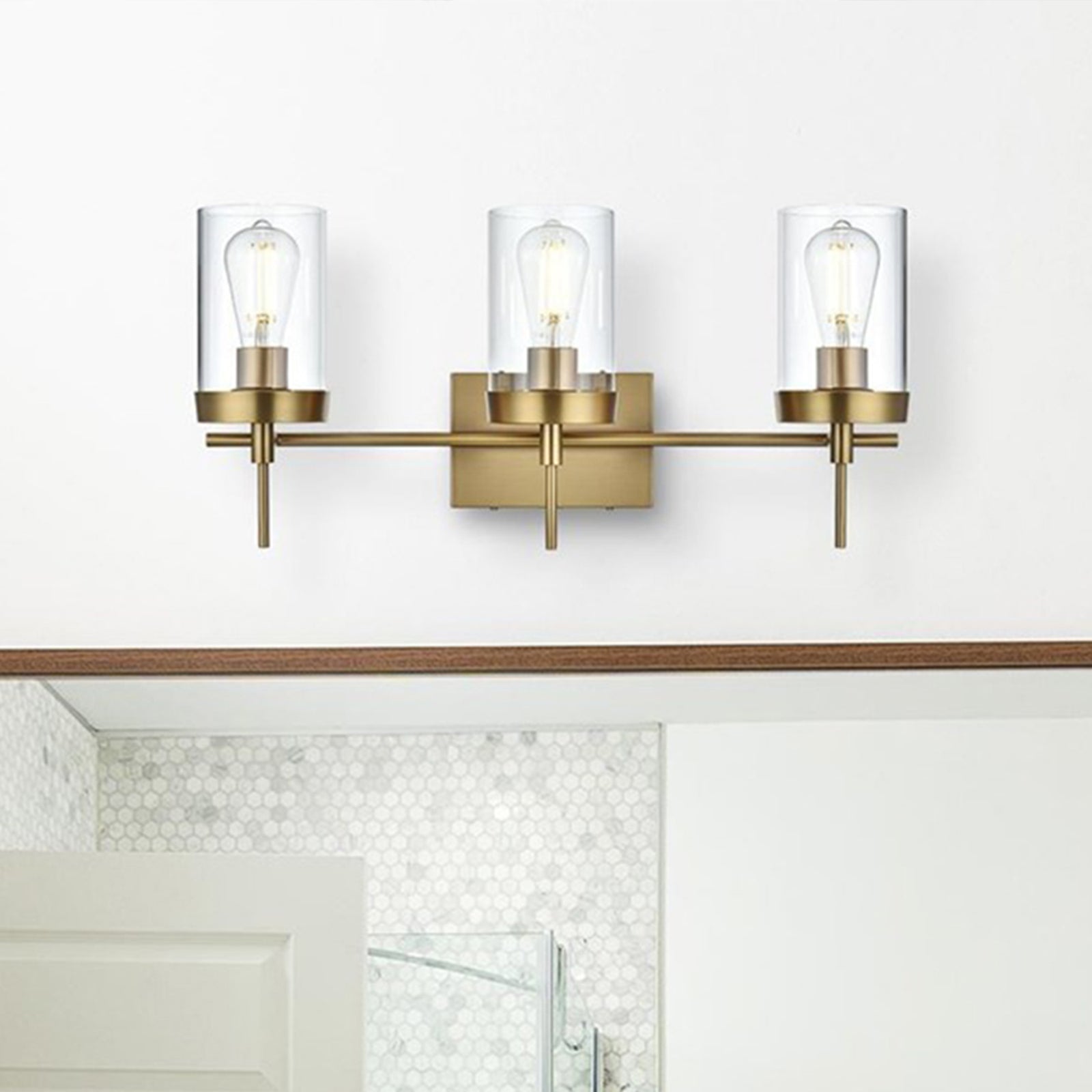 24 Inch Wall Sconce In Satin Gold Satin Gold And Clear Finish - LIGHTING by Joshua Marshal