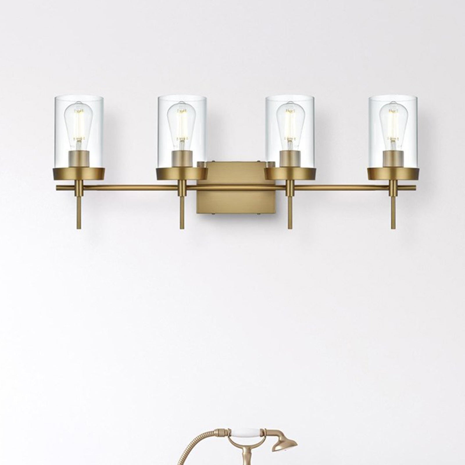 32 Inch Wall Sconce In Satin Gold Satin Gold And Clear Finish - LIGHTING by Joshua Marshal