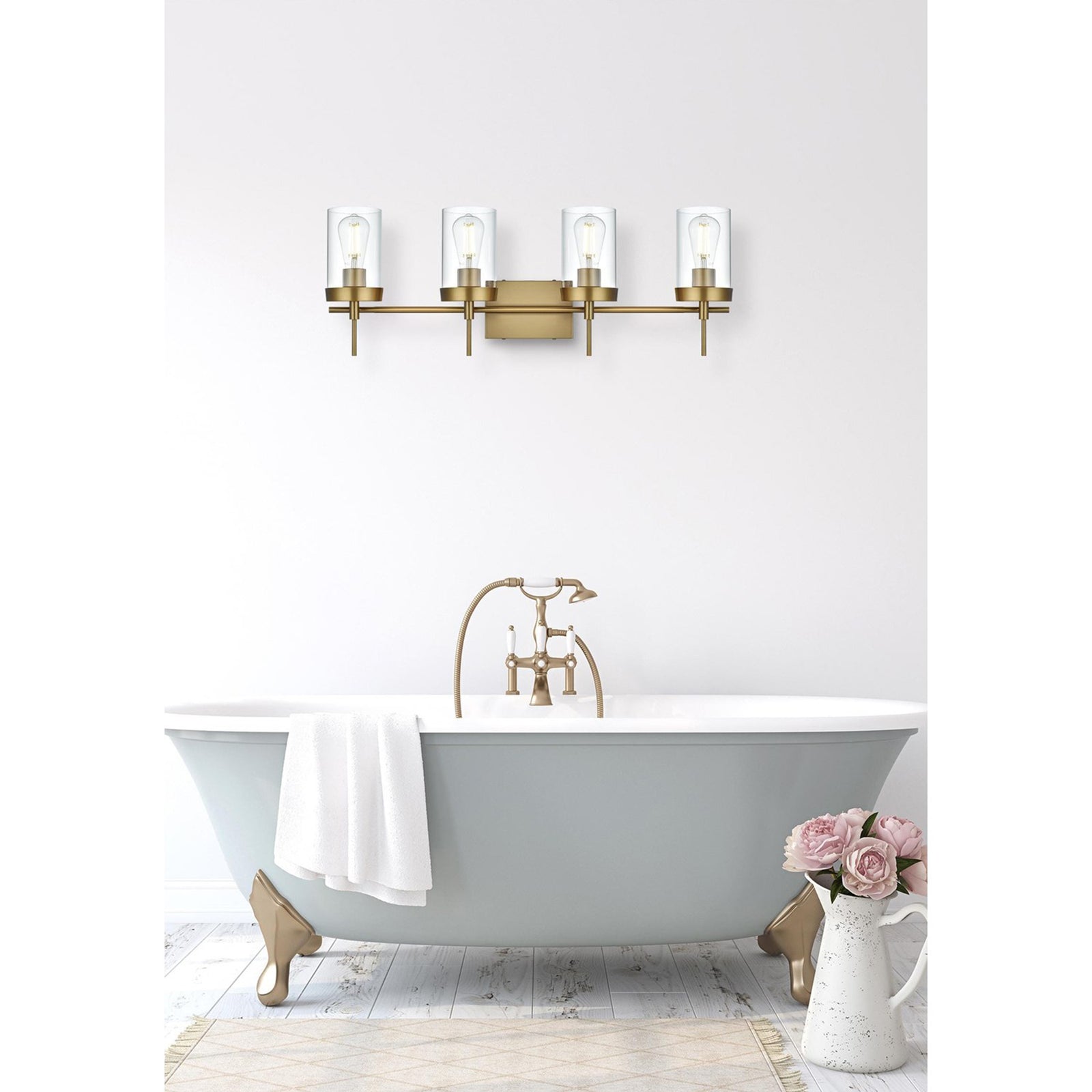 32 Inch Wall Sconce In Satin Gold - View 2 - Joshua Marshal
