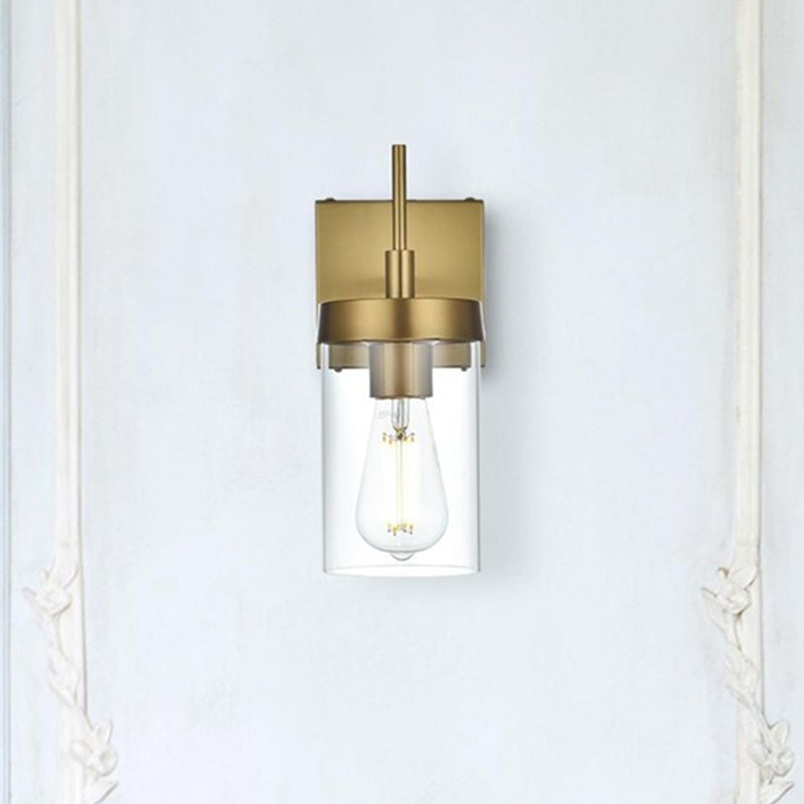 4.5 Inch Wall Sconce In Satin Gold Satin Gold And Clear Finish - LIGHTING by Joshua Marshal