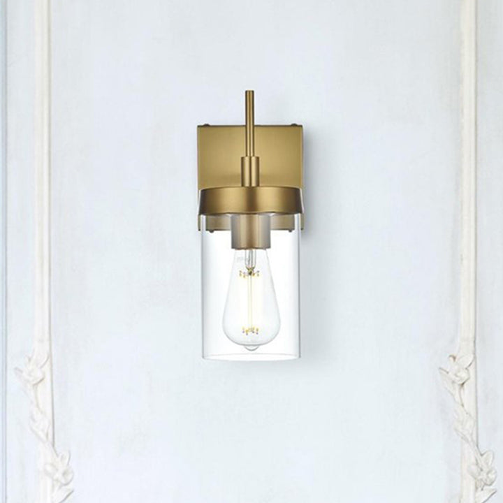 4.5 Inch Wall Sconce In Satin Gold Satin Gold And Clear Finish - LIGHTING by Joshua Marshal