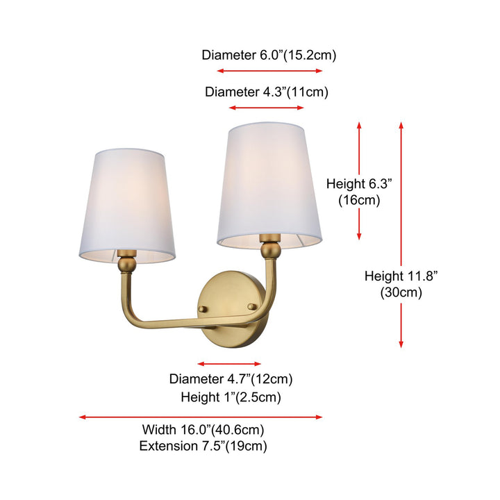 16 Inch Wall Sconce In Satin Gold - View 6 - Joshua Marshal
