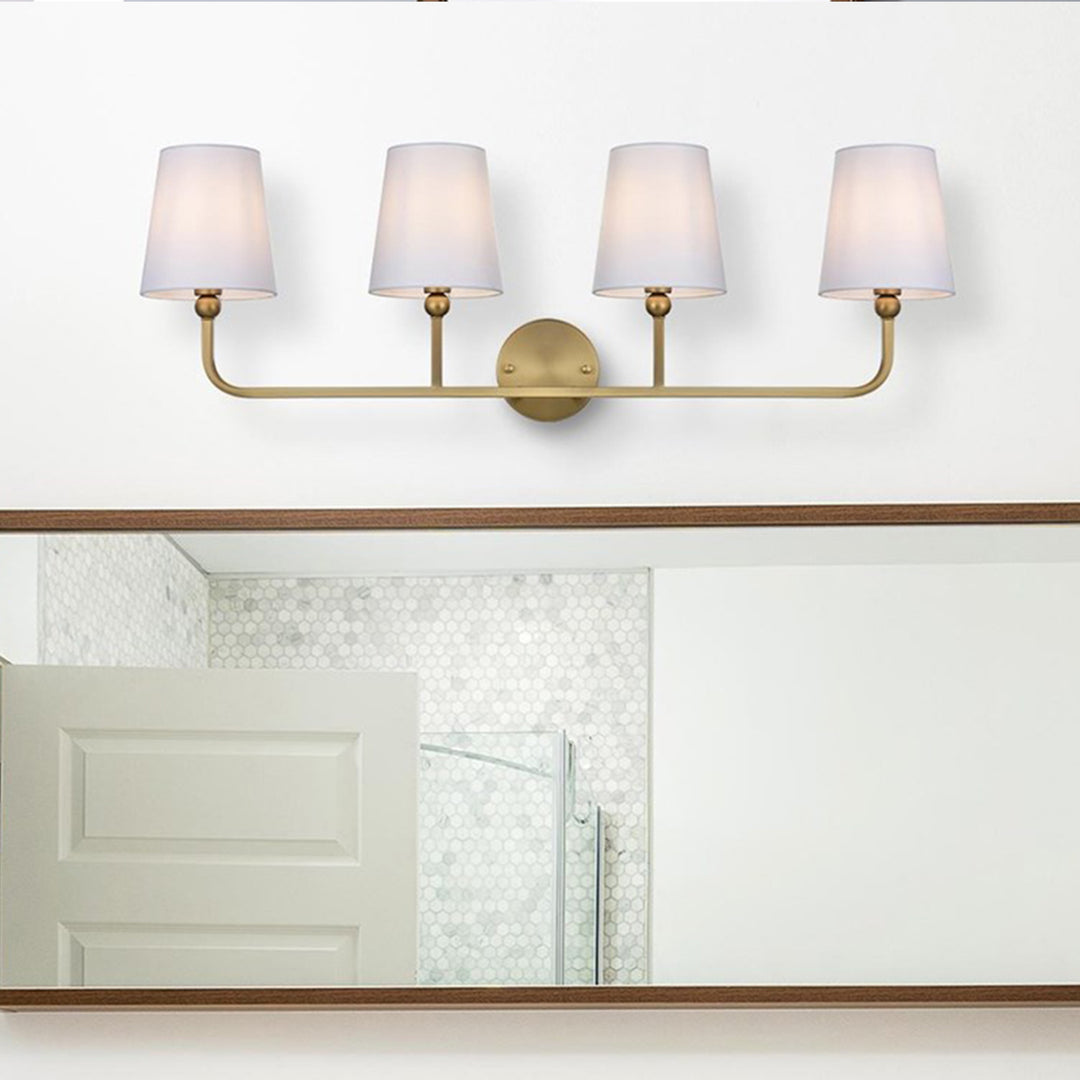 35.5 Inch Wall Sconce In Satin Gold Satin Gold And White Finish - LIGHTING by Joshua Marshal