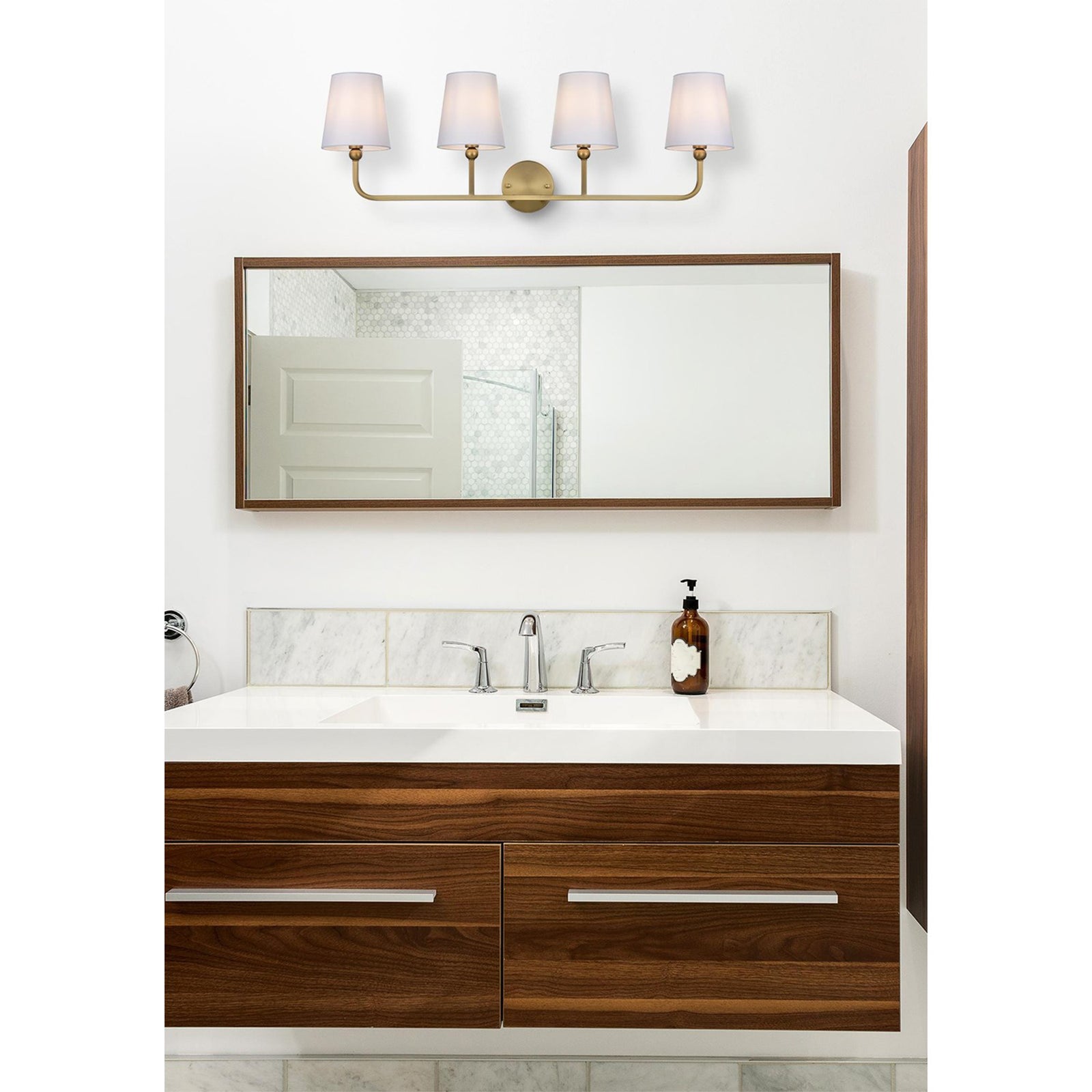 35.5 Inch Wall Sconce In Satin Gold - View 2 - Joshua Marshal
