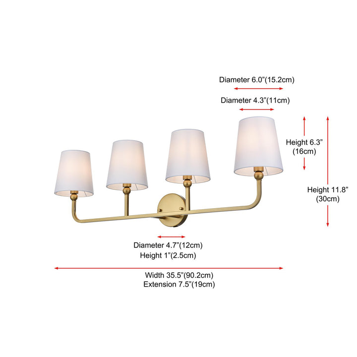 35.5 Inch Wall Sconce In Satin Gold - View 6 - Joshua Marshal