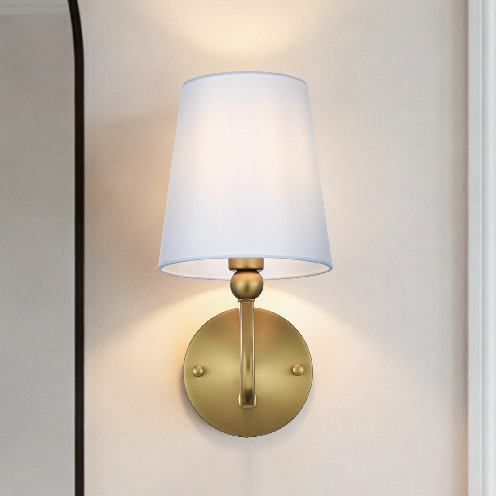 6 Inch Wall Sconce In Satin Gold Satin Gold And White Finish - LIGHTING by Joshua Marshal