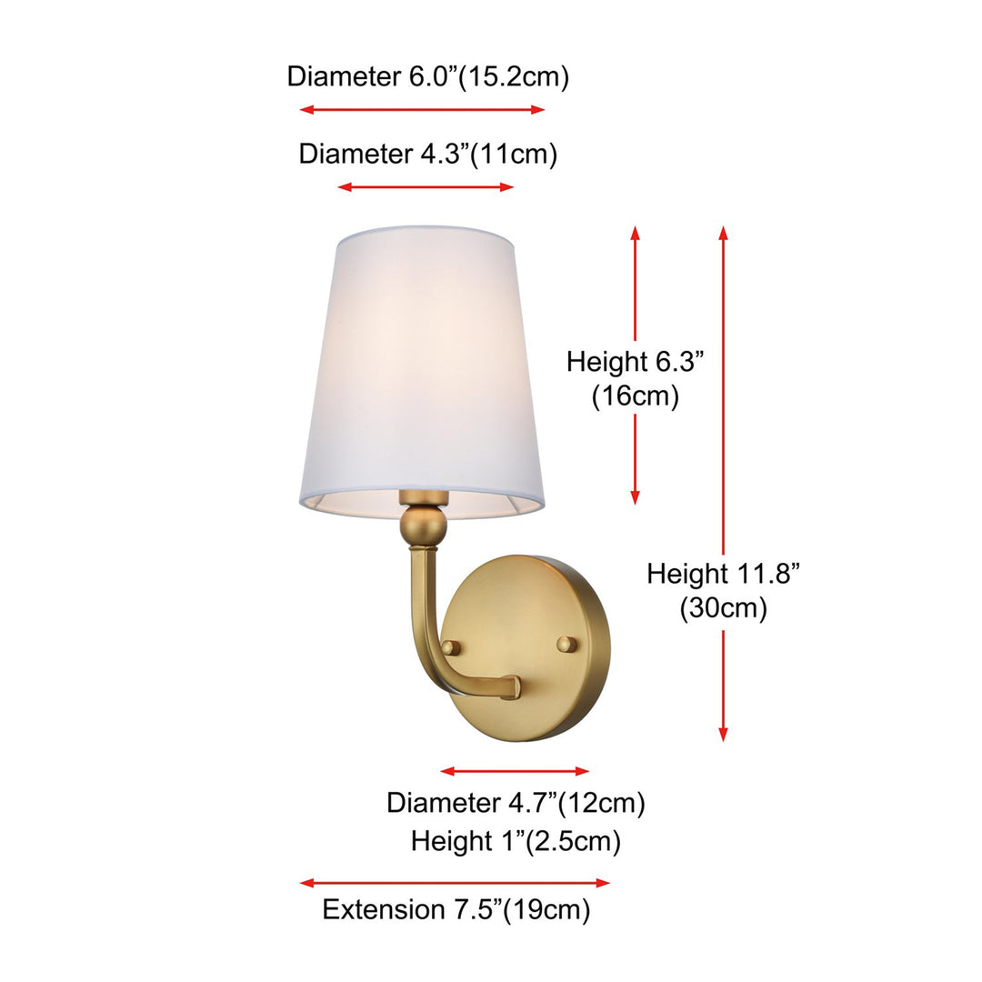 6 Inch Wall Sconce In Satin Gold - View 6 - Joshua Marshal