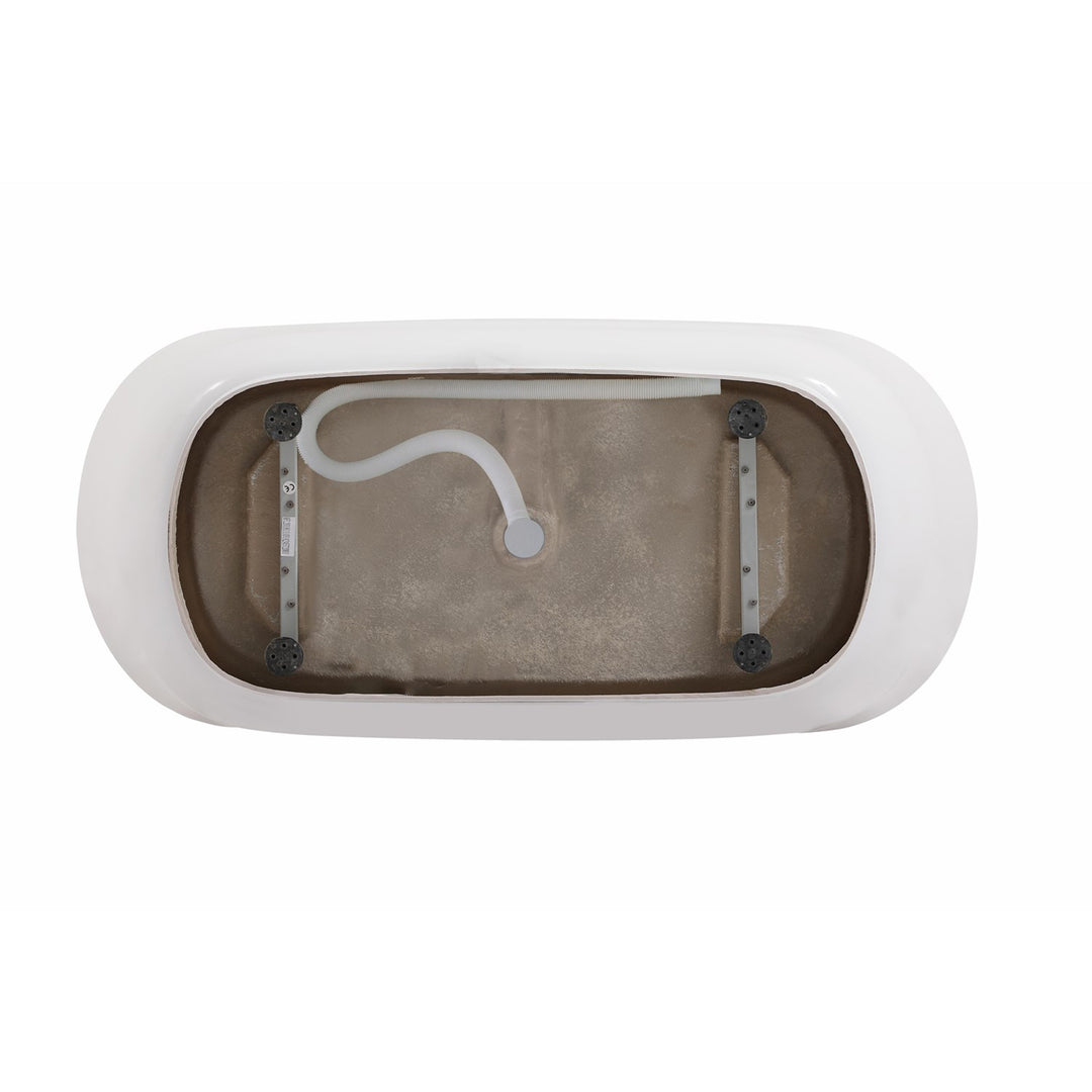 59 Inch Soaking Bathtub In Glossy White With Brushed Gold Trim - View 6 - Joshua Marshal