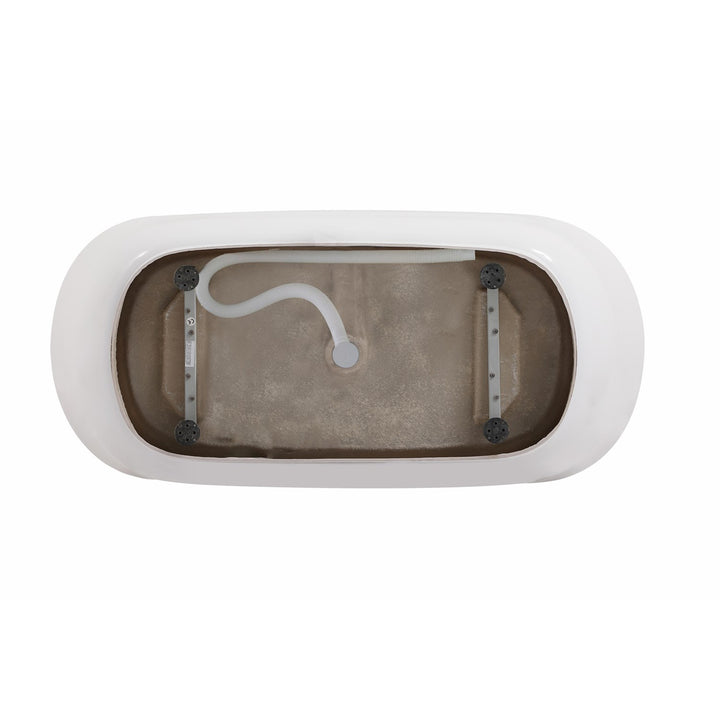 59 Inch Soaking Bathtub In Glossy White With Brushed Gold Trim - View 6 - Joshua Marshal
