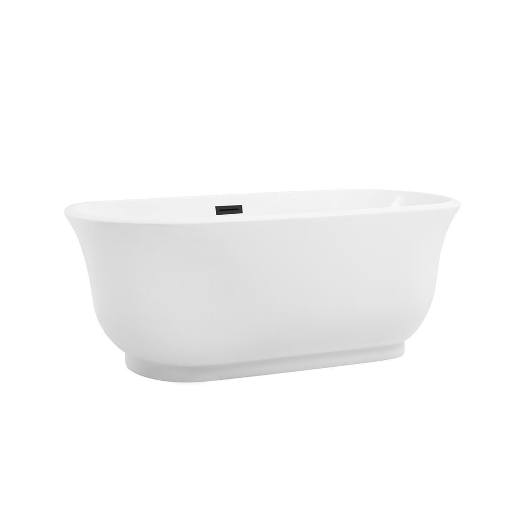 59 Inch Soaking Bathtub In Glossy White With Matte Black Trim - View 4 - Joshua Marshal