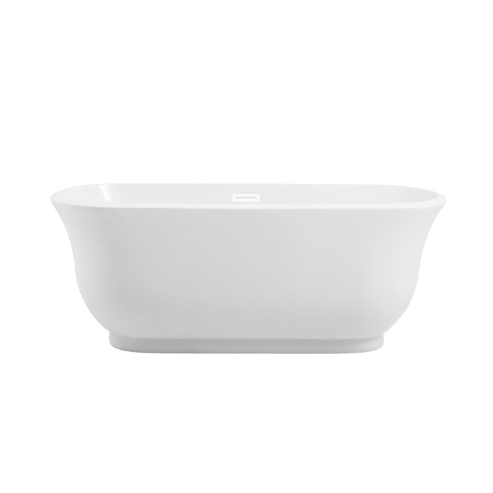 59 Inch Soaking Bathtub In Glossy White With Polished White Trim - View 3 - Joshua Marshal