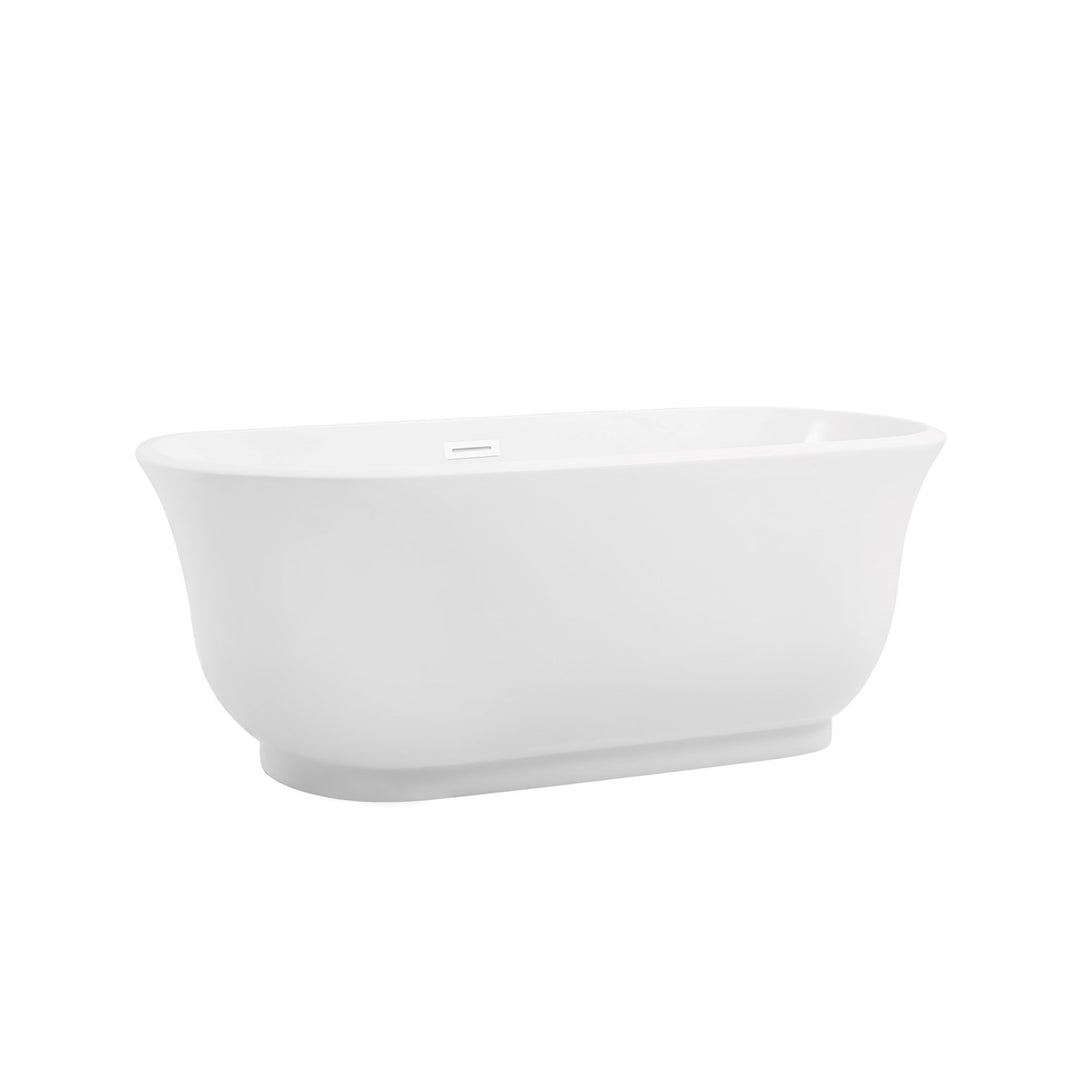 59 Inch Soaking Bathtub In Glossy White With Polished White Trim - View 4 - Joshua Marshal