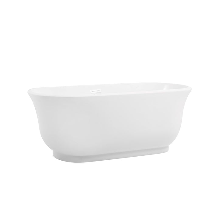 59 Inch Soaking Bathtub In Glossy White With Polished White Trim - View 4 - Joshua Marshal