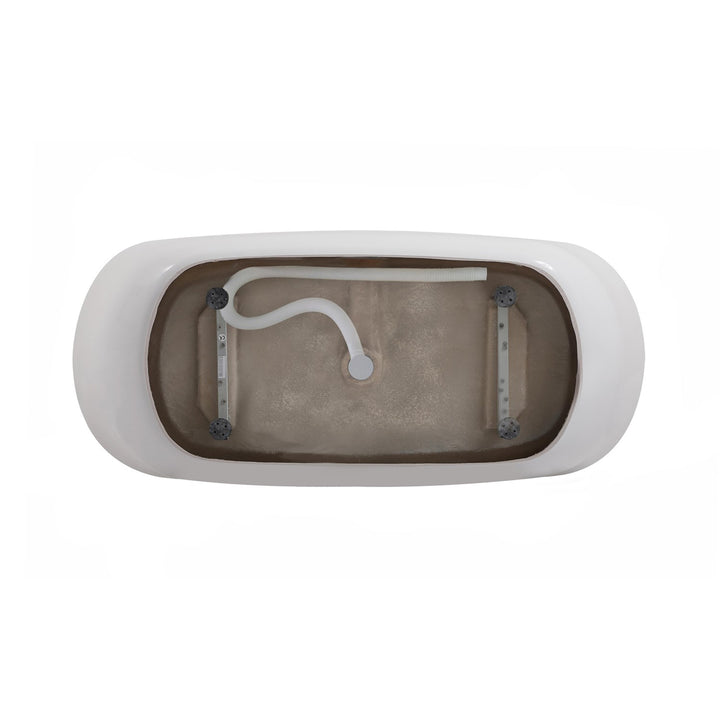67 Inch Soaking Bathtub In Glossy White With Brushed Gold Trim - View 6 - Joshua Marshal