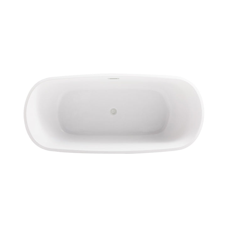 67 Inch Soaking Bathtub In Glossy White With Brushed Nickel Trim - View 4 - Joshua Marshal