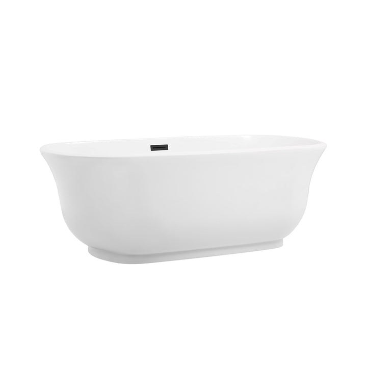 67 Inch Soaking Bathtub In Glossy White With Matte Black Trim - View 4 - Joshua Marshal