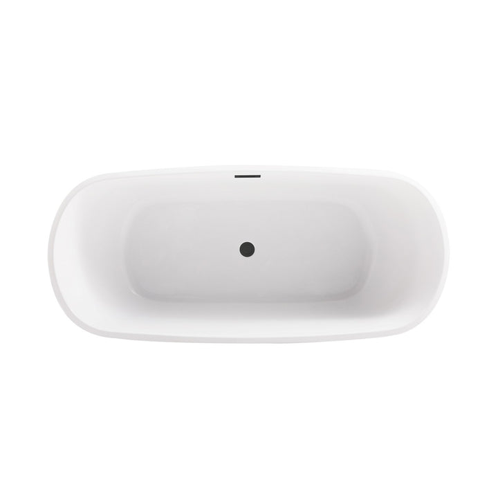 67 Inch Soaking Bathtub In Glossy White With Matte Black Trim - View 5 - Joshua Marshal