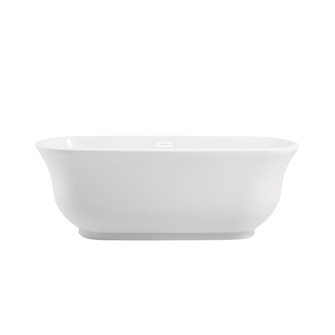 67 Inch Soaking Bathtub In Glossy White With Polished White Trim - View 3 - Joshua Marshal