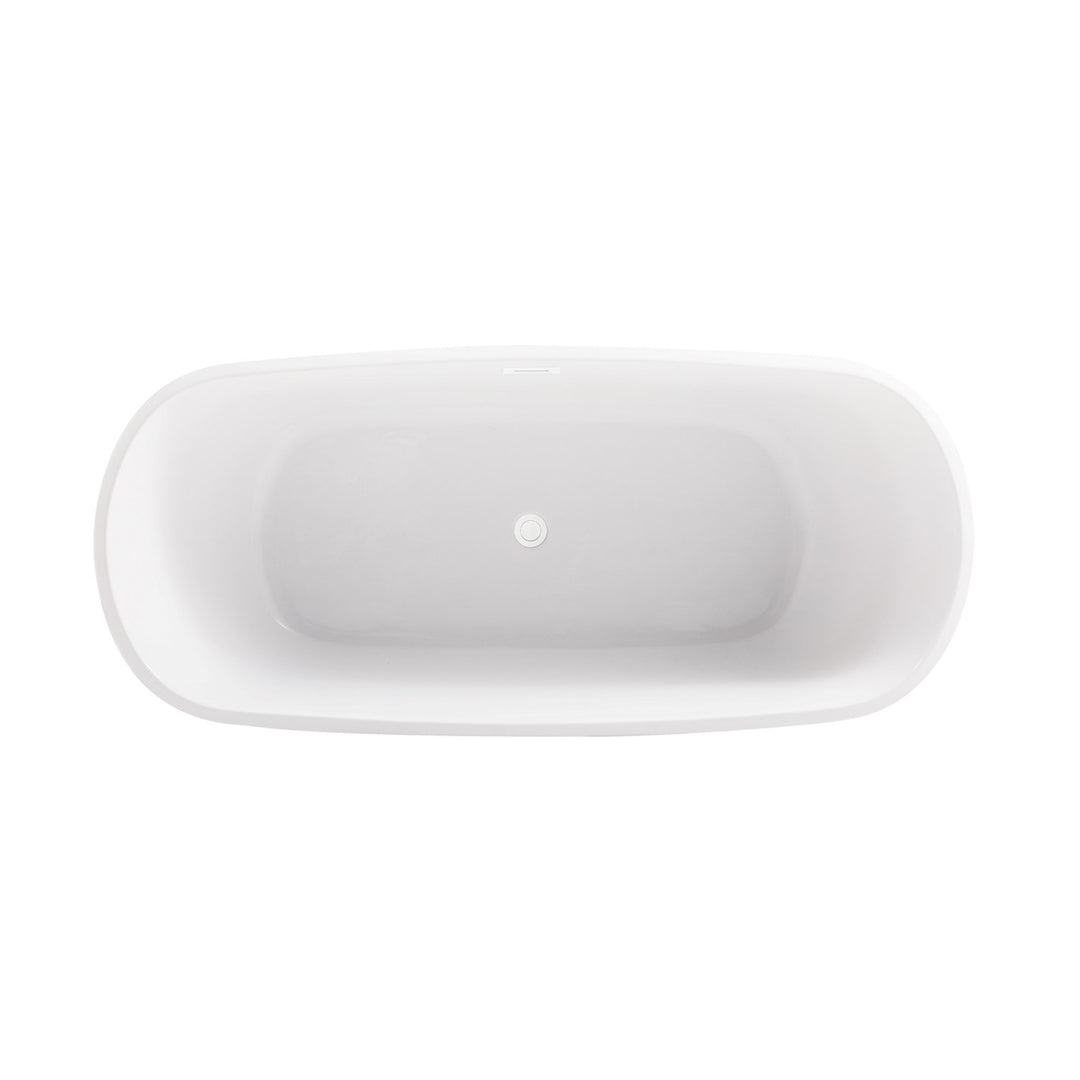 67 Inch Soaking Bathtub In Glossy White With Polished White Trim - View 5 - Joshua Marshal