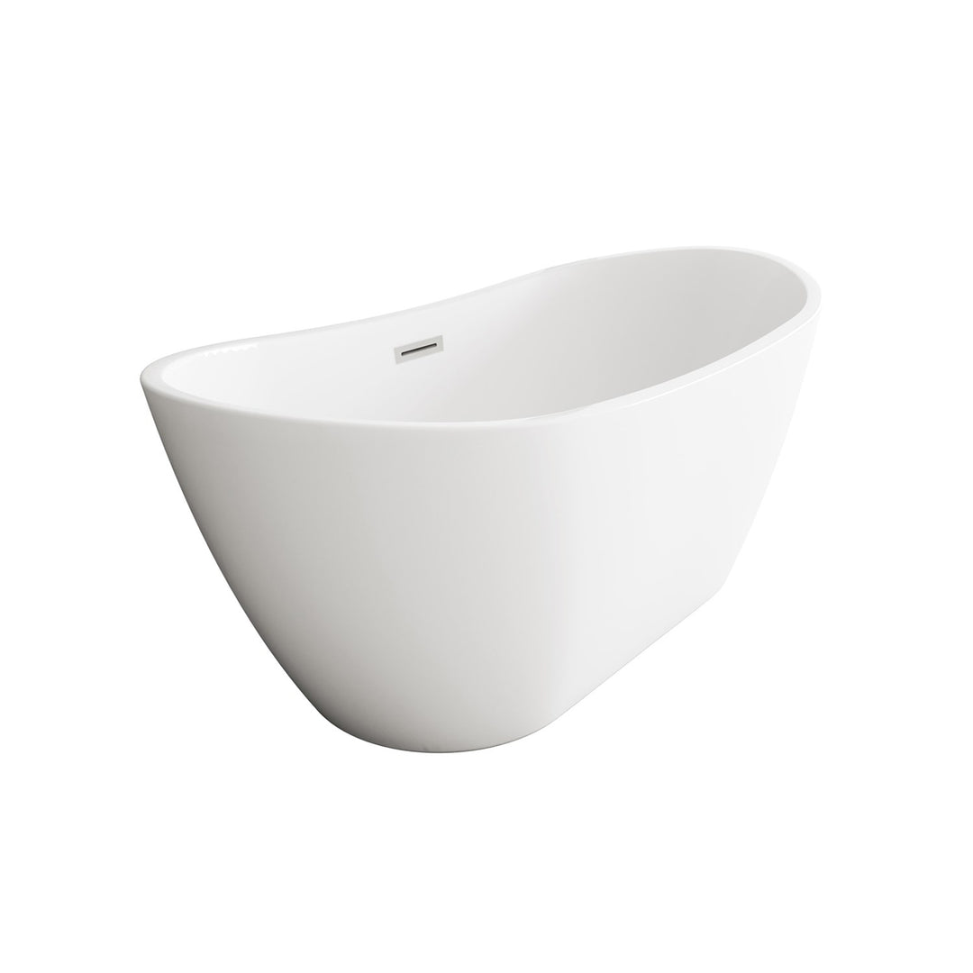 59 Inch Soaking Bathtub In Glossy White With Brushed Nickel Trim - View 4 - Joshua Marshal