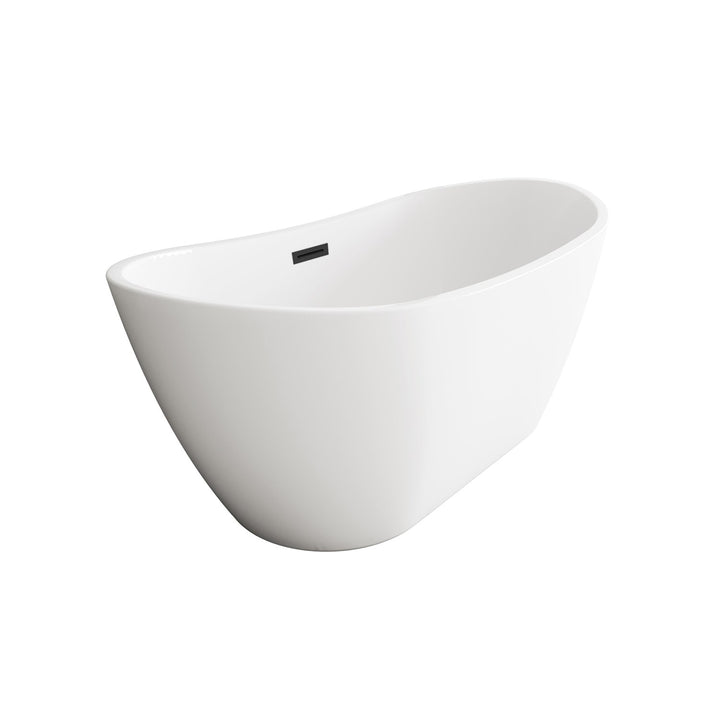 59 Inch Soaking Bathtub In Glossy White With Matte Black Trim - View 4 - Joshua Marshal