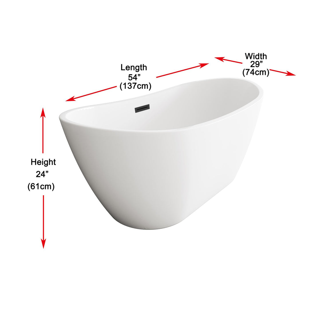 59 Inch Soaking Bathtub In Glossy White With Matte Black Trim - View 5 - Joshua Marshal