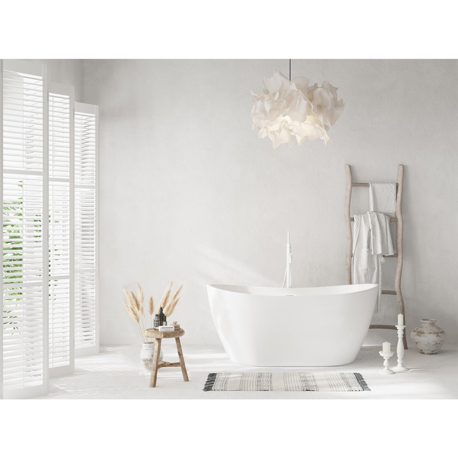 59 Inch Soaking Bathtub In Glossy White With Polished White Trim - View 2 - Joshua Marshal