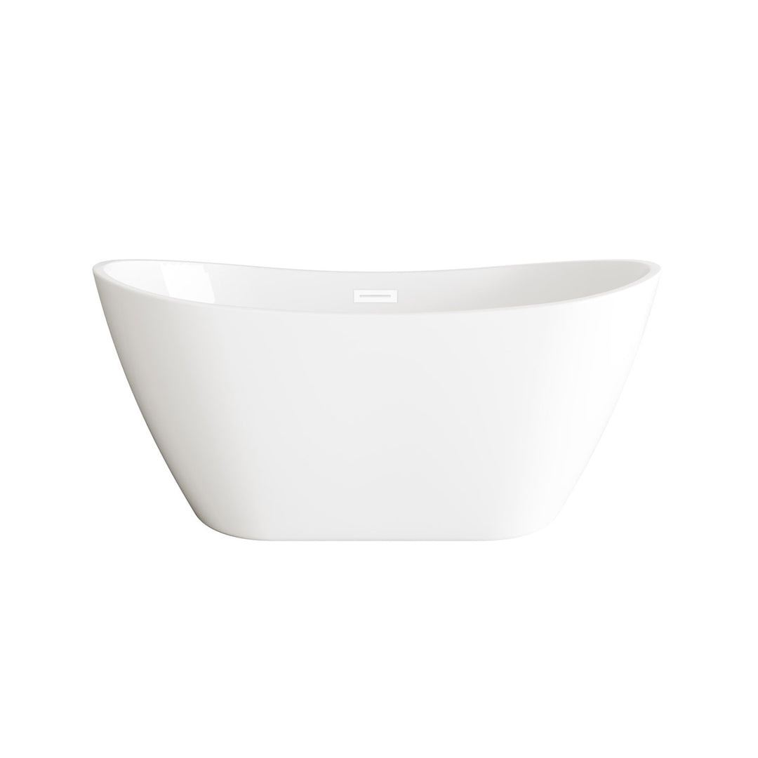 59 Inch Soaking Bathtub In Glossy White With Polished White Trim - View 3 - Joshua Marshal