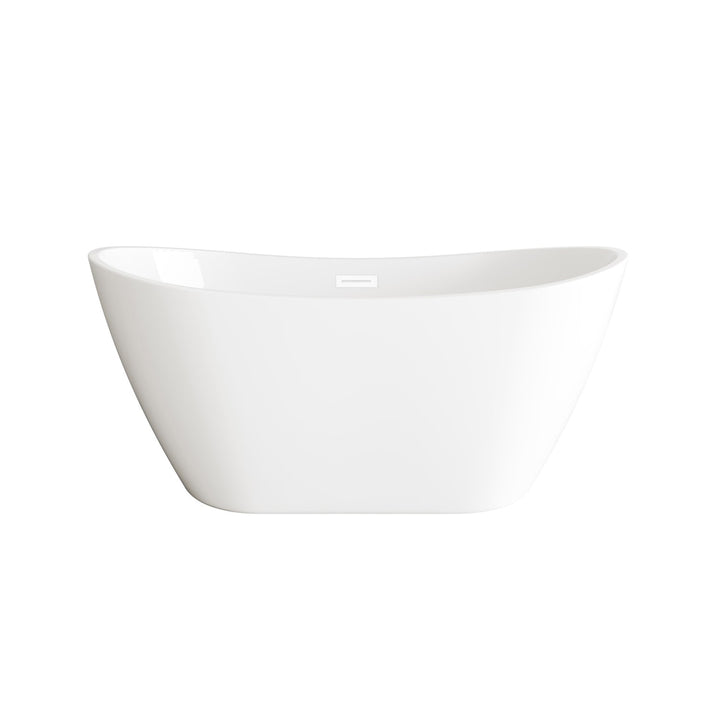 59 Inch Soaking Bathtub In Glossy White With Polished White Trim - View 3 - Joshua Marshal