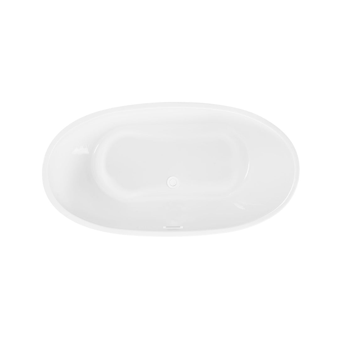 59 Inch Soaking Bathtub In Glossy White With Polished White Trim - View 5 - Joshua Marshal
