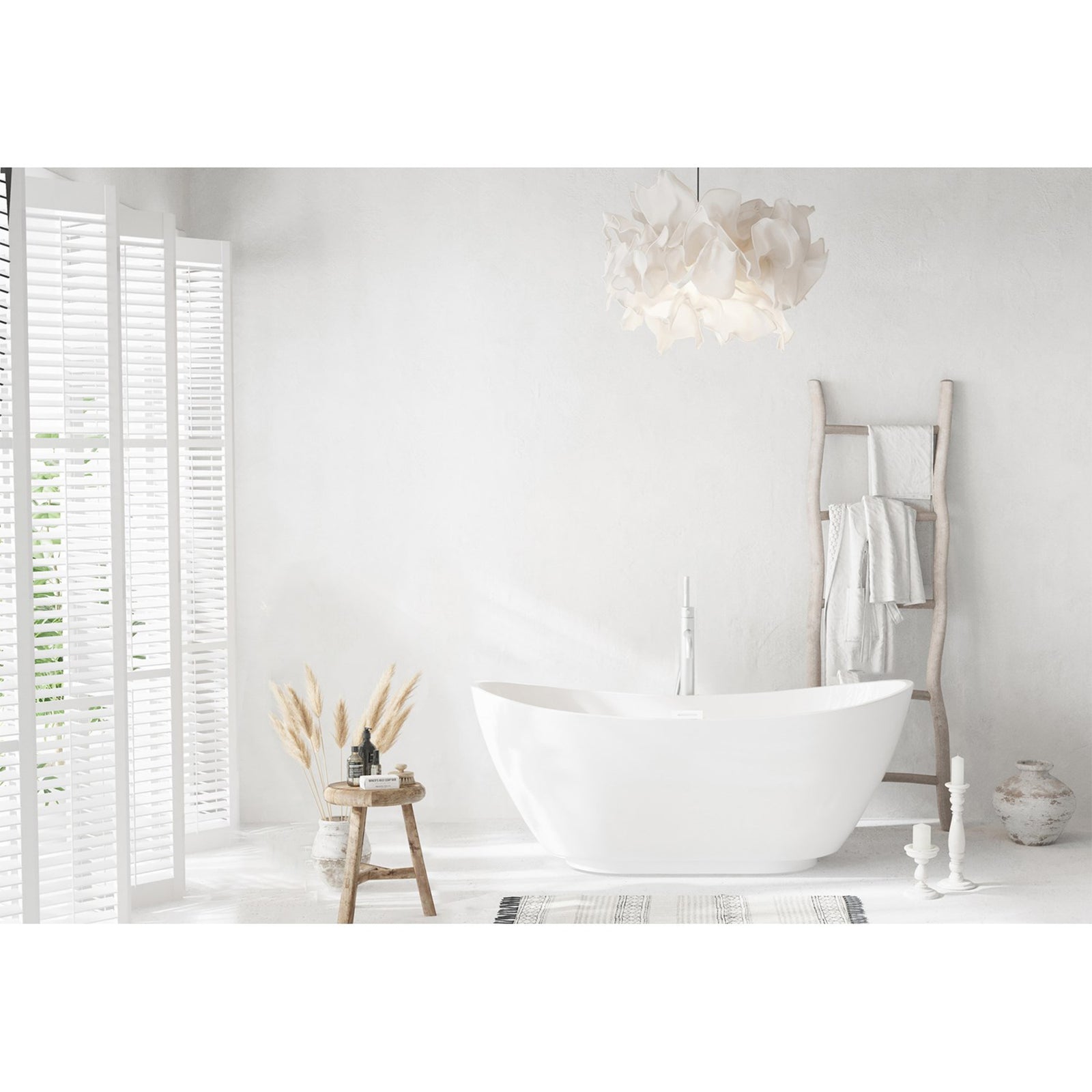 62 Inch Soaking Bathtub In Glossy White With Polished White Trim - View 2 - Joshua Marshal