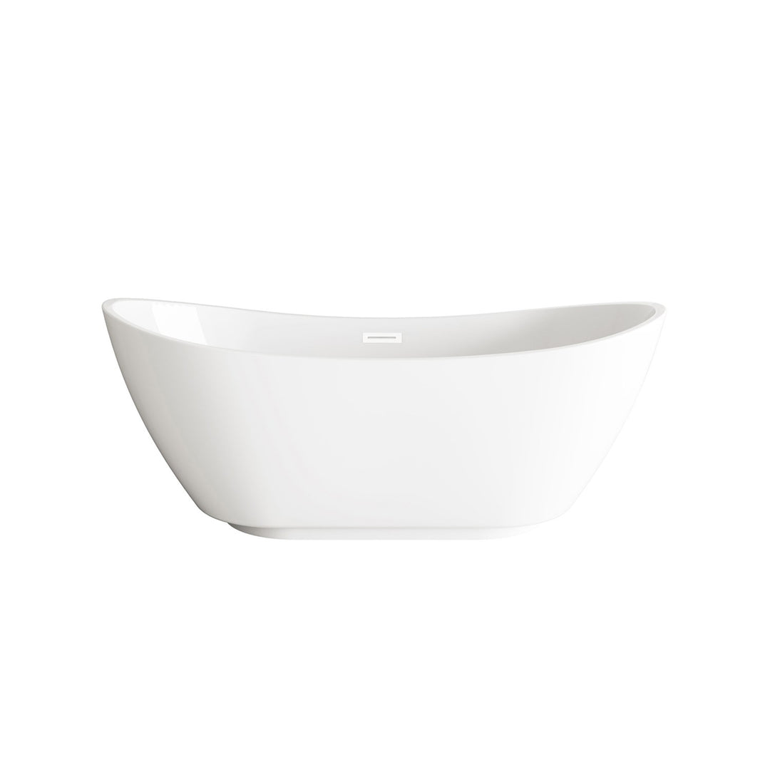 62 Inch Soaking Bathtub In Glossy White With Polished White Trim - View 3 - Joshua Marshal