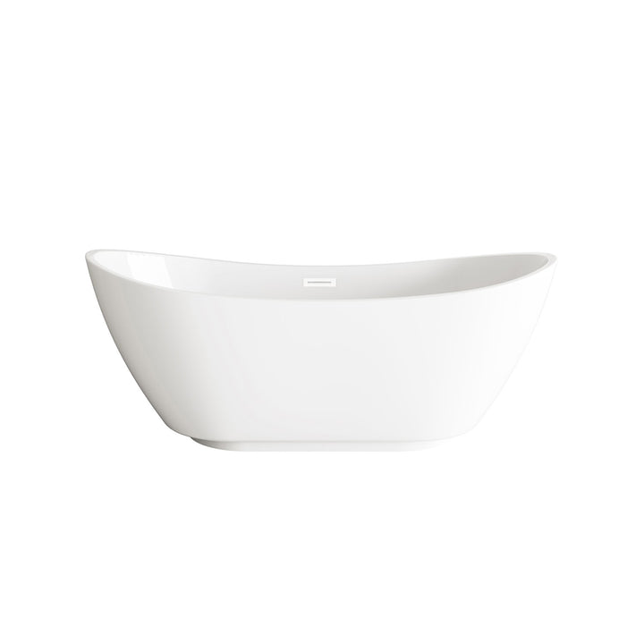 62 Inch Soaking Bathtub In Glossy White With Polished White Trim - View 3 - Joshua Marshal