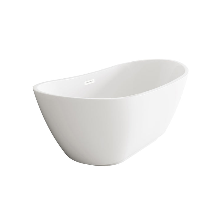 62 Inch Soaking Bathtub In Glossy White With Polished White Trim - View 4 - Joshua Marshal