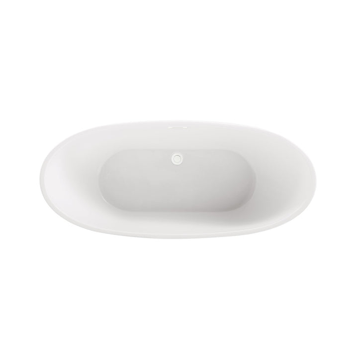 62 Inch Soaking Bathtub In Glossy White With Polished White Trim - View 5 - Joshua Marshal