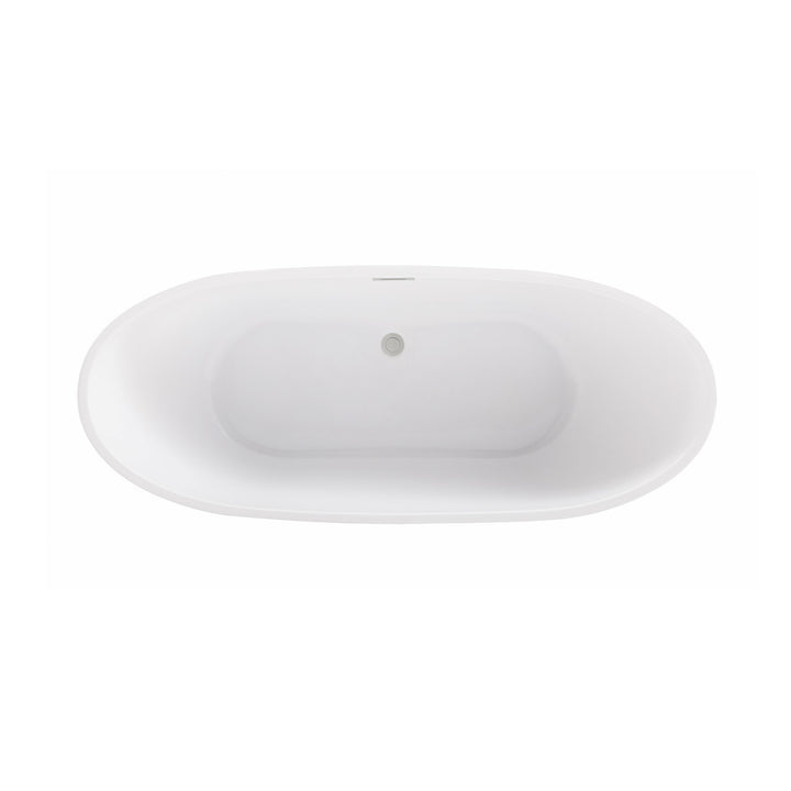 67 Inch Soaking Bathtub In Glossy White With Brushed Nickel Trim - View 5 - Joshua Marshal