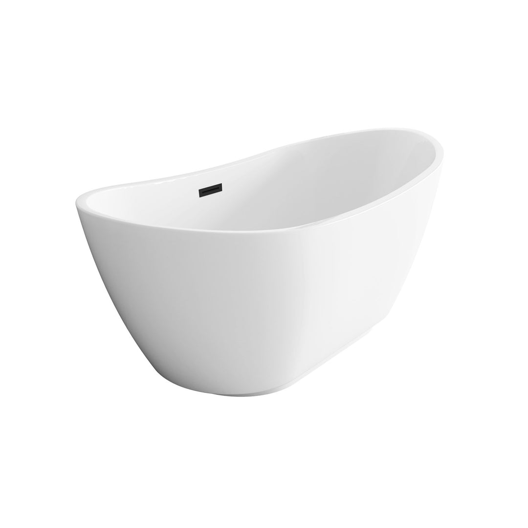 67 Inch Soaking Bathtub In Glossy White With Matte Black Trim - View 4 - Joshua Marshal