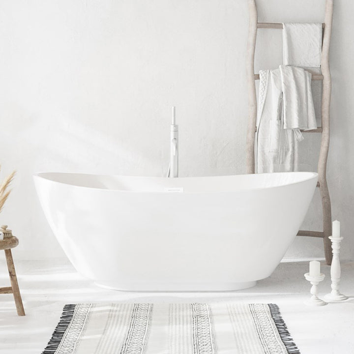 67 Inch Soaking Bathtub In Glossy White With Polished White Trim Glossy White Finish - KITCHEN & BATH by Joshua Marshal