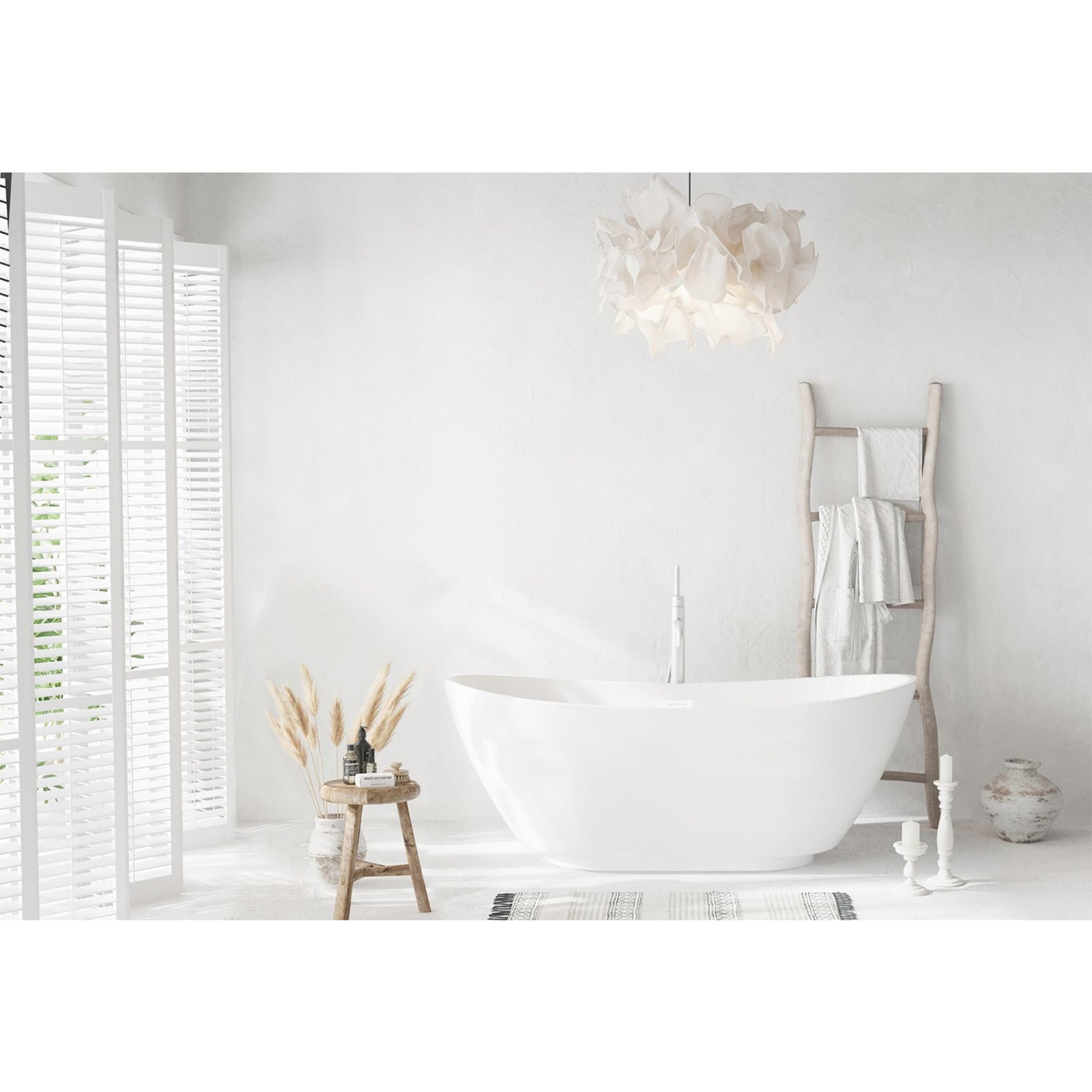 67 Inch Soaking Bathtub In Glossy White With Polished White Trim - View 2 - Joshua Marshal